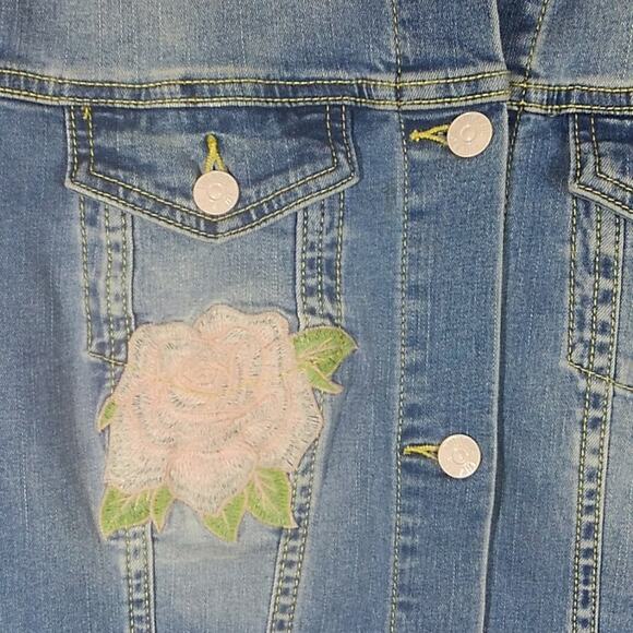LulaRoe Pink Rose Embroidered Denim Jean Jacket S - Picture 3 of 8